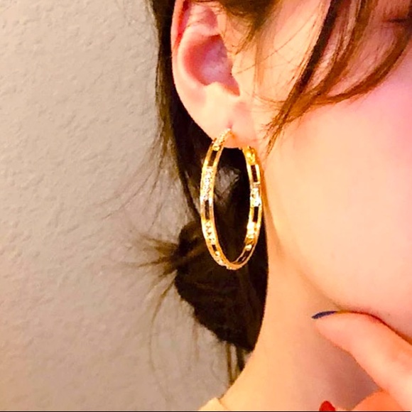 π Gold Plated Hoop Earrings - Picture 5 of 6